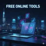 Illustration representing free online tools used for productivity, task management, design, and business activities